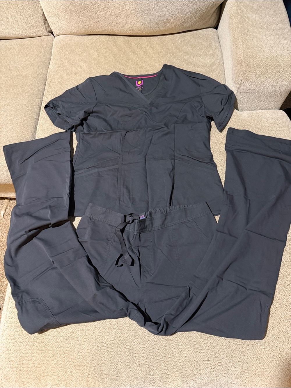 Urbane Black Women's Two-Piece Scrub Set